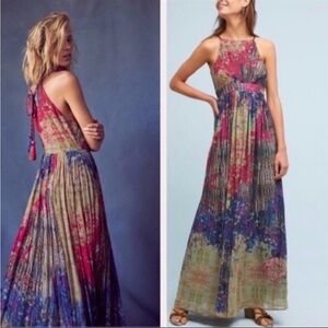Anthropologie Bhanuni Floral Halter Maxi Dress in Multicolor